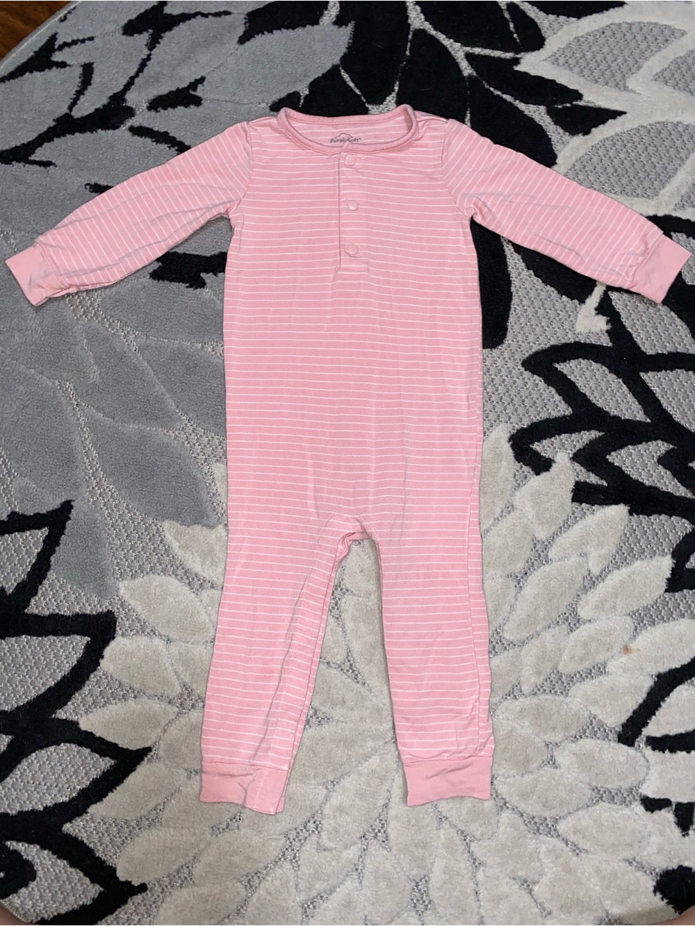 Carter’s Purely Soft Pink & White Footless One-Piece Pajama Baby 18 Months